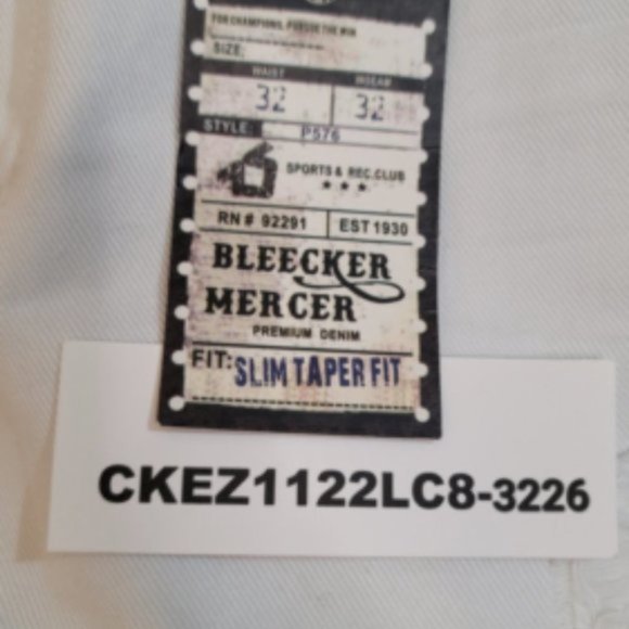 Bleecker Mercer P576 Men's White Denim Comfort Slim Taper Fit Jeans Size 32 X 32 - Picture 5 of 7